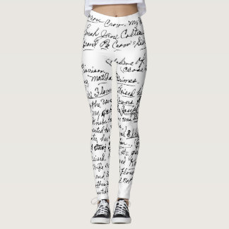Legging Padrão de escrita manual mínimo – чорний рукописни