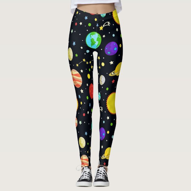 Legging Padrão de Espaço Divertido (Frente)