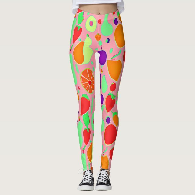 Legging Padrão de Espectro Colorido e Frutífero (Frente)