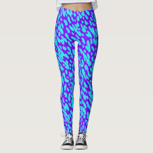 Legging Padrão de Estampa Animal Azul Roxo Moderno e Legal