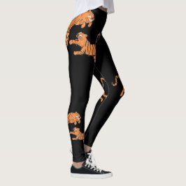 Legging Padrão de Estampa de Animal Tigre Preto Design