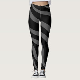 Legging Padrão de estampa de zebra animal preto e cinza