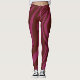 Legging Padrão de estampa de zebra rosa quente e roxo 
