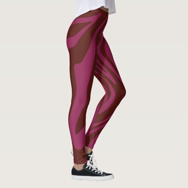 Legging Padrão de estampa de zebra rosa quente e roxo  (Direita)