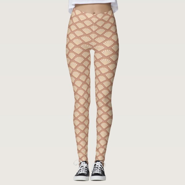 Legging Padrão de estilo Art Deco na cor rosa (Frente)