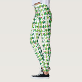 Legging Padrão de Estilo Branco Verde Golf
