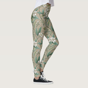 Legging Padrão de estilo de vintagem das flores de jasmin