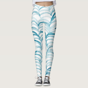 Legging Padrão de Estilo Japonês de Onda AzulIlustração