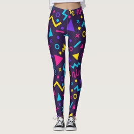 Legging Padrão de Estilo Memphis dos Anos 80