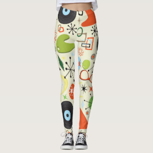 Legging Padrão de Estilo Retro Vintage dos Anos 50
