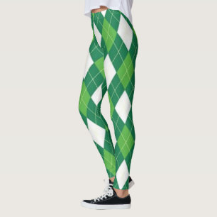 Legging Padrão de Estilo Verde e Branco