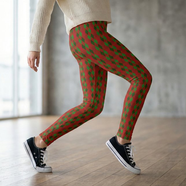 Legging Padrão de Estilo Vermelho e Verde Natal (Criador carregado)