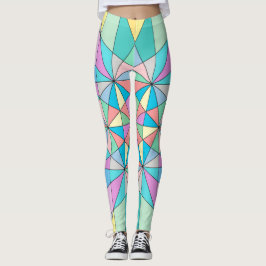Legging Padrão de Estrela de Triângulo Mosaico Pastel Retr
