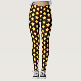 Legging Padrão de Estrela Dourada Brilhante