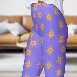 Legging Padrão de Estrela Dourada e Azul de Chapa Brilhant