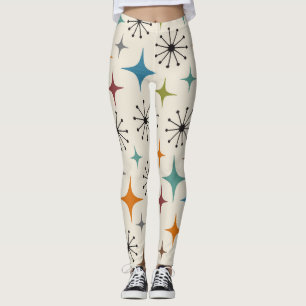 Legging Padrão de Estrela Explosiva Moderno de Meados do S