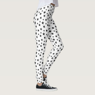 Legging Padrão de Estrela Negra e Branca