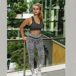 Legging Padrão de estrela preto e cinza