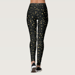 Legging Padrão de estrelas de ouro em preto
