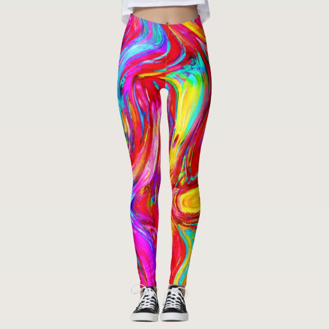 Legging Padrão de explosão de cor abstrato (Frente)
