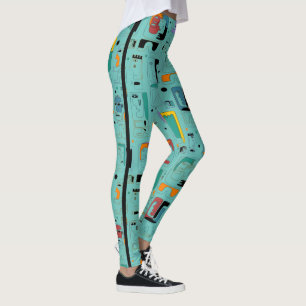 Legging Padrão de faces maias tribais abstratas 1