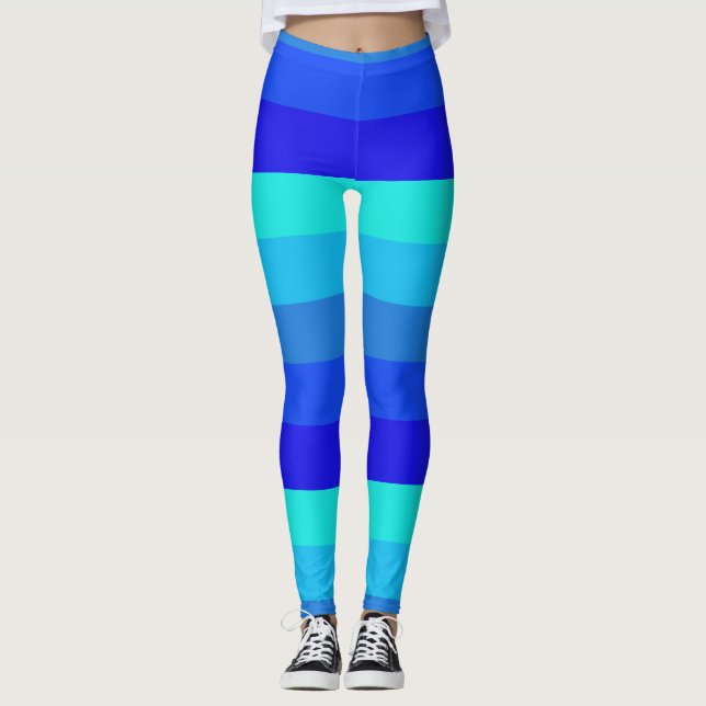 Legging Padrão de Faixa Azul (Frente)