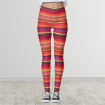 Legging Padrão de Faixa Colorida de Tecidos Vibrante<br><div class="desc">Padrão de Faixa Colorida de Tecidos Vibrante</div>