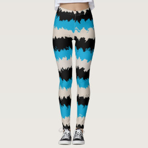 Legging Padrão de faixa de Abstrato azul preto