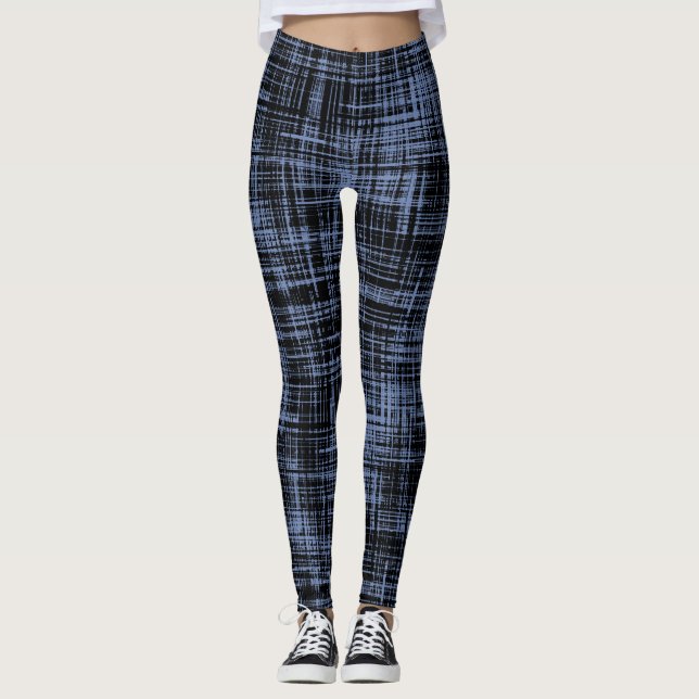Legging Padrão de faixa de Abstrato azul preto (Frente)
