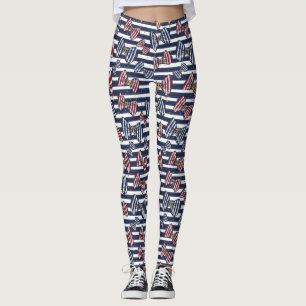 Legging Padrão de Faixa de Fita Patriótica