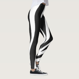 Legging Padrão de faixa de zebra branca e negra