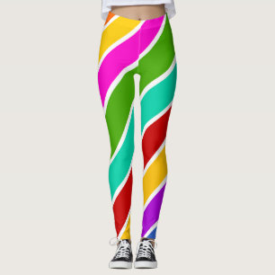 Legging Padrão de faixas doces coloridas retrorreflectoras