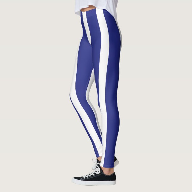 Legging Padrão de faixas marinho azul e branca (Esquerda)