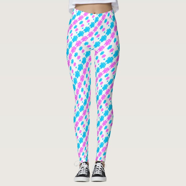 Legging Padrão de família de robôs fofos (Frente)