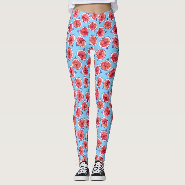 Legging Padrão de fatias de fig de aquarela (Frente)