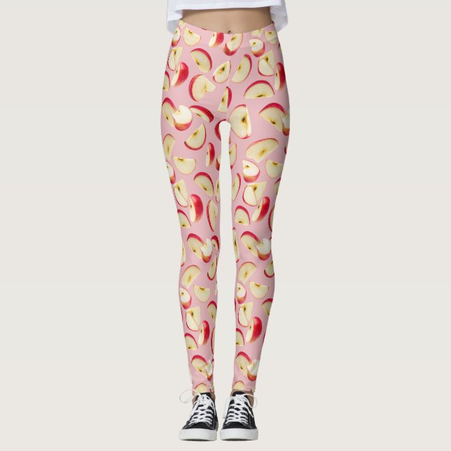 Legging Padrão de Fatias de Maçã Vermelha (Frente)