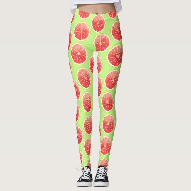 Legging Padrão de Fatias de Toranja Rosa (Frente)