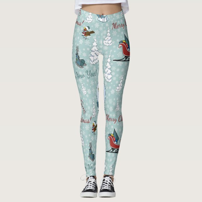 Legging Padrão de feliz natal (Frente)