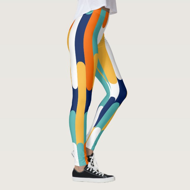 Legging Padrão de Feriado de Bloco de Várias Cores Retroat (Direita)