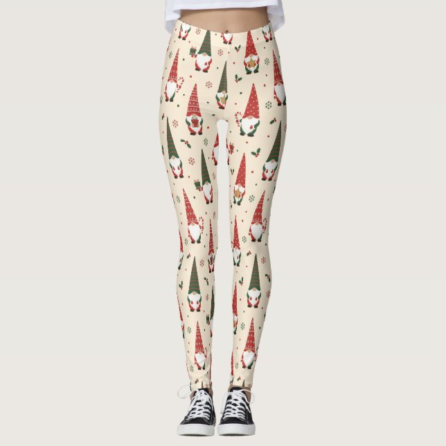 Legging Padrão de festa de Gnome de Natal (Frente)
