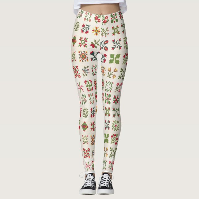 Legging Padrão de Filme de Natal estético Vintage (Frente)