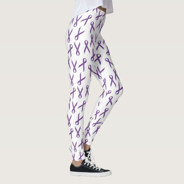 Legging Padrão de Fitas de Sensibilização Roxo Espalhadas (Direita)