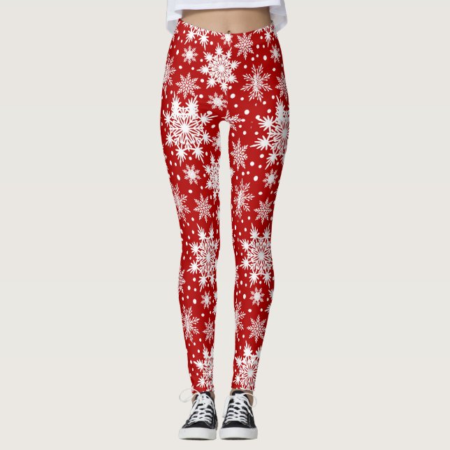 Legging Padrão de Floco de Neve de Natal (Frente)