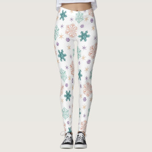 Legging Padrão de Floco de Neve do Pastel Elegante