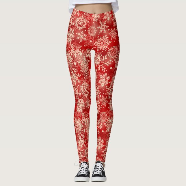 Legging Padrão de flocos de neve (Frente)