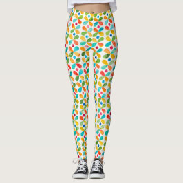 Legging Padrão de Flor de Cores d'Água Coloridas