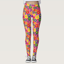 Legging Padrão de Flor LGBT LGBT Cor-de-Rosa