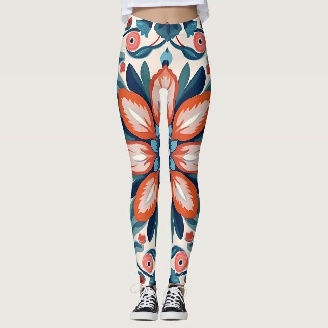 Legging Padrão de Flor Mandala (Frente)