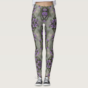 Legging Padrão de Flor Silvestre Heliotrópio Sal Purpura