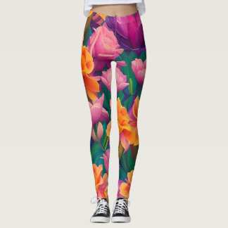 Legging Padrão de Flor Tropical do Havaí